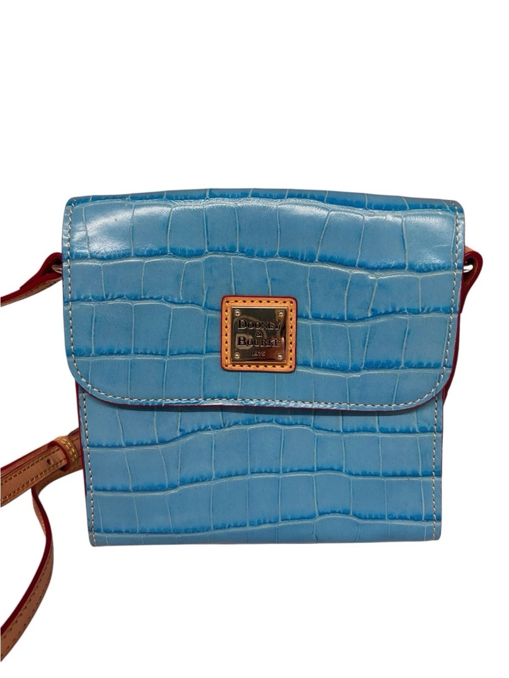 Dooney & Bourke Croco Embossed Shoulder Bag Blue Crossbody